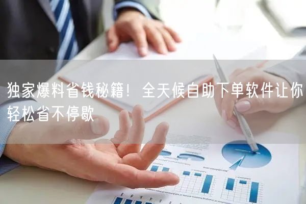 独家爆料省钱秘籍！全天候自助下单软件让你轻松省不停歇
