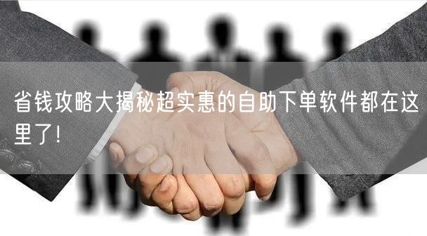 省钱攻略大揭秘超实惠的自助下单软件都在这里了！