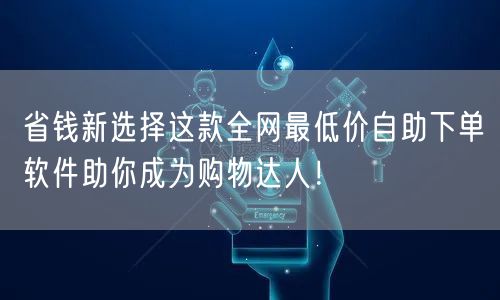 省钱新选择这款全网最低价自助下单软件助你成为购物达人！