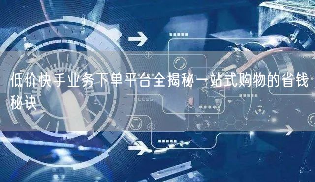 低价快手业务下单平台全揭秘一站式购物的省钱秘诀