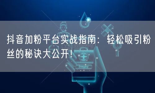 抖音加粉平台实战指南：轻松吸引粉丝的秘诀大公开！