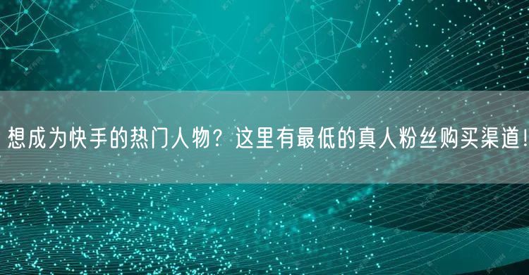 想成为快手的热门人物？这里有最低的真人粉丝购买渠道！
